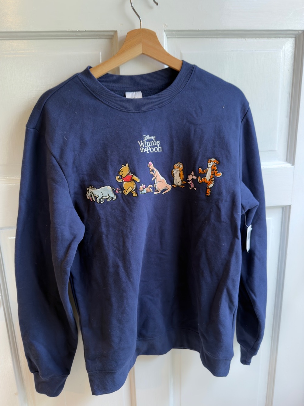 Disney Winnie the Pooh Navy Blue Crewneck Sweatshirt with Character Embroidery